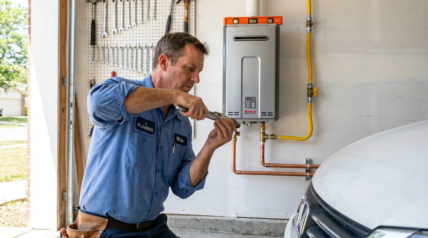 Tankless water heater installation by a Johns Plumbing LLC plumber in Bethalto